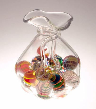 SOLD - Bag O Marbles glass sculpture by Mike Wallace