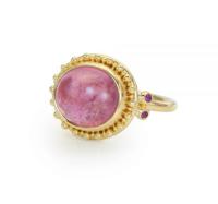 Pink Tourmaline Cabochon Ring by Zaffiro