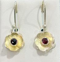 Garnet Flower Earrings, small by Ninika